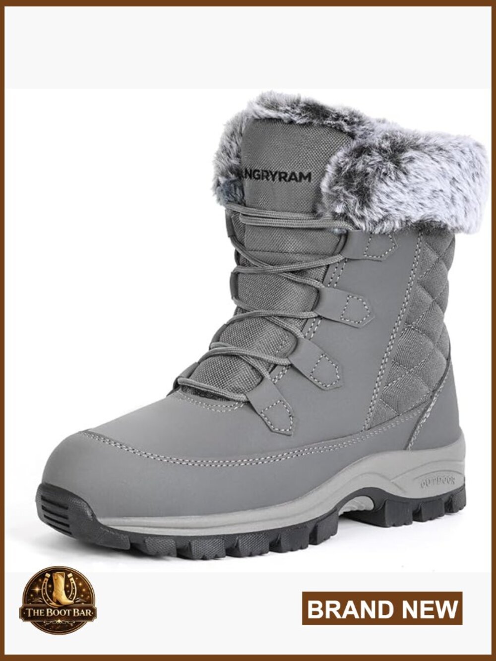 Women's Winter Snow Boots Mid Calf Insulated Steel Toe Non Slip Faux Fur Lace